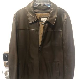 Brown leather coat